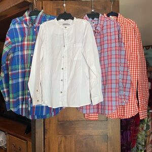 Boy’s Multi-Color Plaid and White Shirt Set of 4